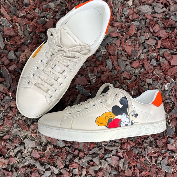 Gucci, Disney Mickey Mouse Ace Low Top Sneaker, Ivory, Orange, (8.5 M, 10 W) - Picture 8 of 15
